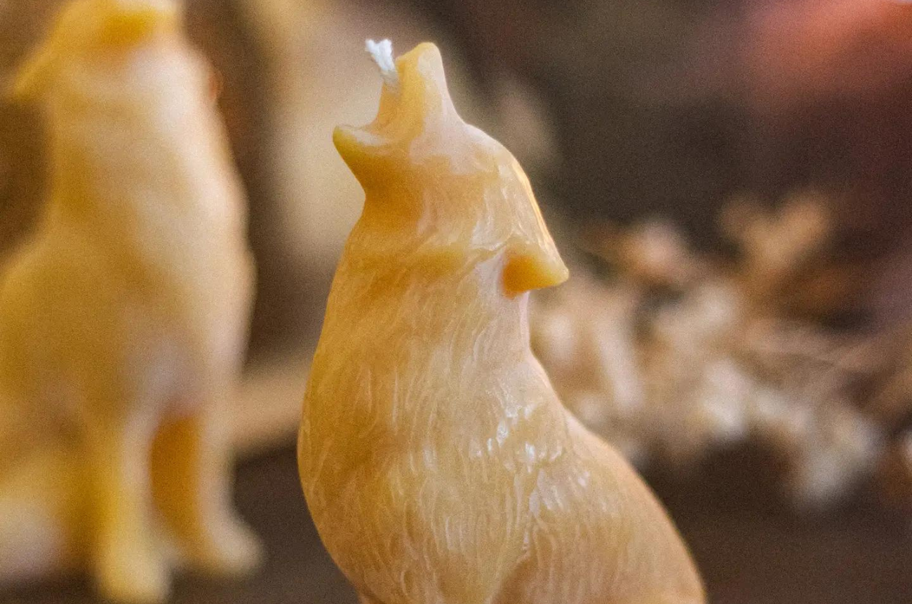 Howling Wolf Beeswax Candle