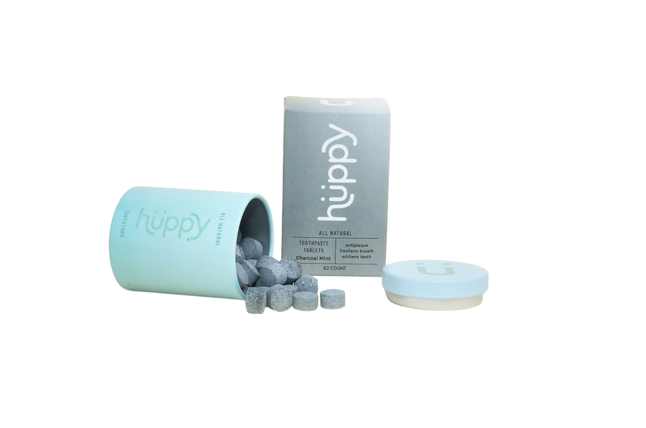 Huppy Charcoal Mint Toothpaste Tablets - Box